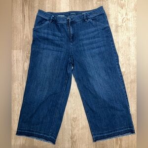 J. Jill Wide-Leg Crop Jeans in Dark Blue Wash